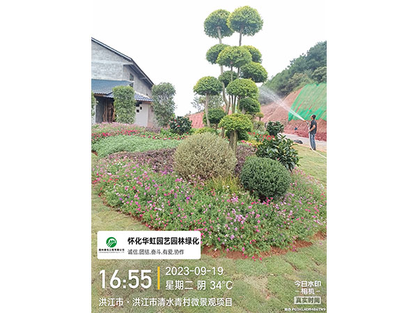 洪江市托口鎮(zhèn)清水青村綠化微景觀(guān)施工現(xiàn)場(chǎng)